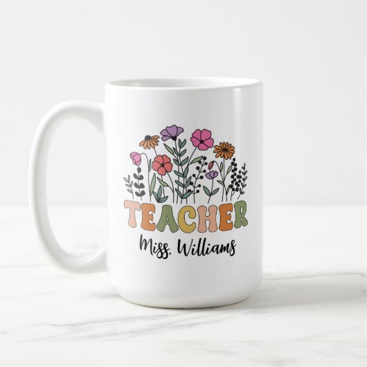 Custom Wildflower Teacher Mug, Graduation Gift Koffiemok (Links)