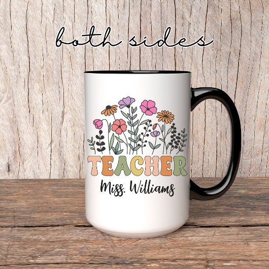 Custom Wildflower Teacher Mug, Graduation Gift Koffiemok