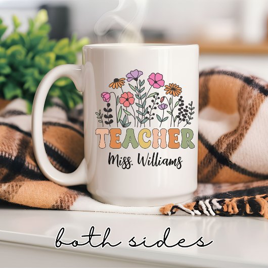 Custom Wildflower Teacher Mug, Graduation Gift Koffiemok