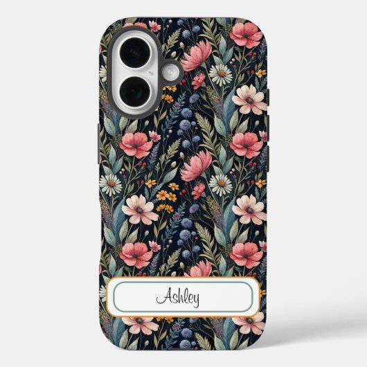 Custom Wildflowers Botanical Inspiration Black Case-Mate iPhone Case (Achterkant)