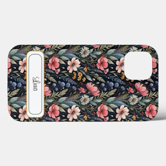 Custom Wildflowers Botanical Inspiration Black Case-Mate iPhone Case (Achterkant (horizontaal))