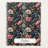 Custom Wildflowers Botanical Inspiration Black Planner (Voorkant)