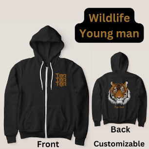 Custom wildlife Tiger Animal zwart voor hem Hoodie