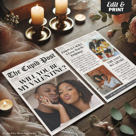 Custom Will You Be My Valentine Newspaper Card Feestdagenkaart