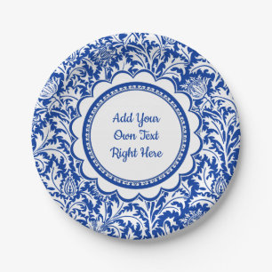 Custom William Morris Blue White Birthday Party Papieren Bordje