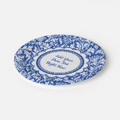Custom William Morris Blue White Birthday Party Papieren Bordje (Gekanteld)