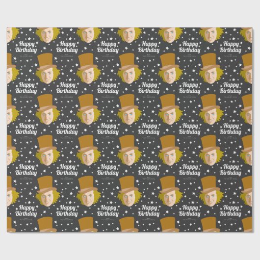 Custom Willy Wonka Happy Birthday Cadeaupapier (Vlak)