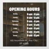 “Custom Window Cling – Business Opening Hours Sign Raamsticker (Vel)
