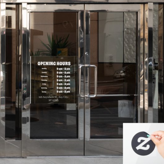 “Custom Window Cling – Business Opening Hours Sign Raamsticker (Kantoordeur)