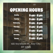 “Custom Window Cling – Business Opening Hours Sign Raamsticker (Vel 3)