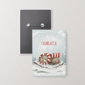 Custom Winter Bear Badge Button (Voorkant / Achterkant)