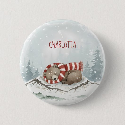 Custom Winter Bear Badge Ronde Button 5,7 Cm (Voorkant)