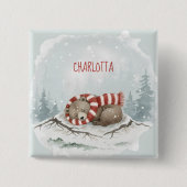 Custom Winter Bear Badge Vierkante Button 5,1 Cm (Voorkant)