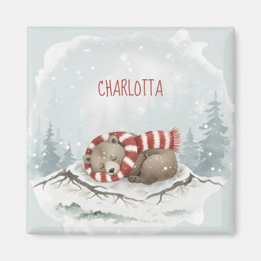 Custom Winter Bear Magnet (Voorkant)