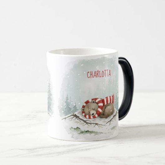 Custom Winter Bear Mug – Sleeping Animal Design Magische Mok (Voorkant rechts)