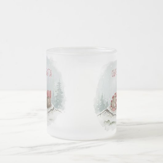 Custom Winter Bear Mug – Sleeping Animal Design Matglas Koffiemok (Center)