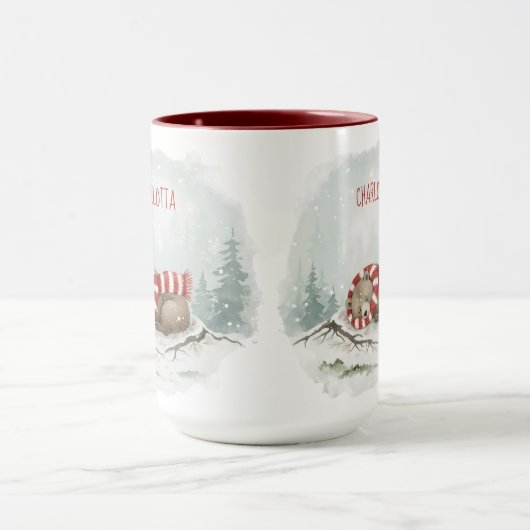 Custom Winter Bear Mug – Sleeping Animal Design Mok (Midden)
