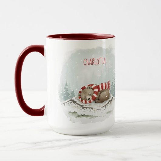 Custom Winter Bear Mug – Sleeping Animal Design Mok (Links)