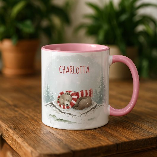 Custom Winter Bear Mug – Sleeping Animal Design Mok