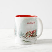 Custom Winter Bear Mug – Sleeping Animal Design Tweekleurige Koffiemok (Voorkant rechts)