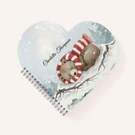 Custom Winter Bear Spiral Notebook Notitieboek (Voorkant)