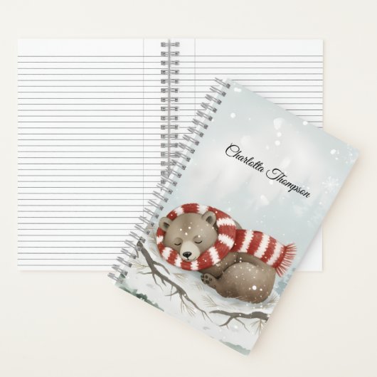 Custom Winter Bear Spiral Notebook Notitieboek (Binnen)