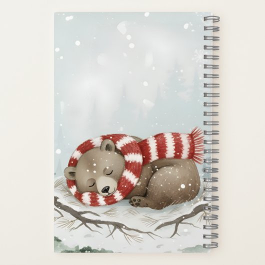 Custom Winter Bear Spiral Notebook Notitieboek (Achterkant)