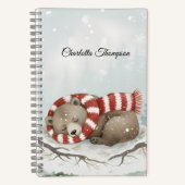 Custom Winter Bear Spiral Notebook Notitieboek (Voorkant)