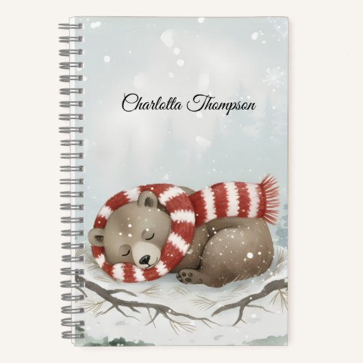 Custom Winter Bear Spiral Notebook Notitieboek (Voorkant)