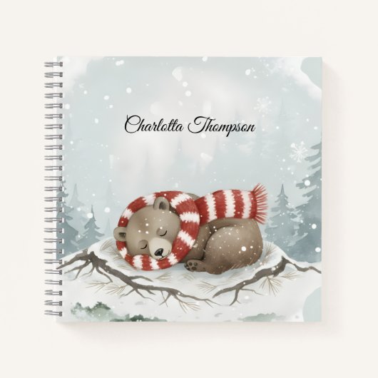Custom Winter Bear Spiral Notebook Notitieboek (Voorkant)