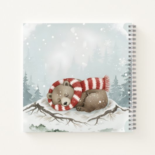 Custom Winter Bear Spiral Notebook Notitieboek (Achterkant)