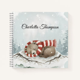 Custom Winter Bear Spiral Notebook Notitieboek