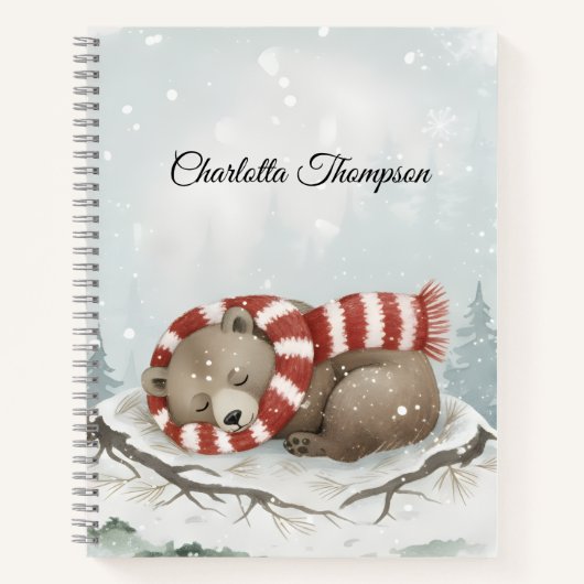 Custom Winter Bear Spiral Notebook Notitieboek (Voorkant)