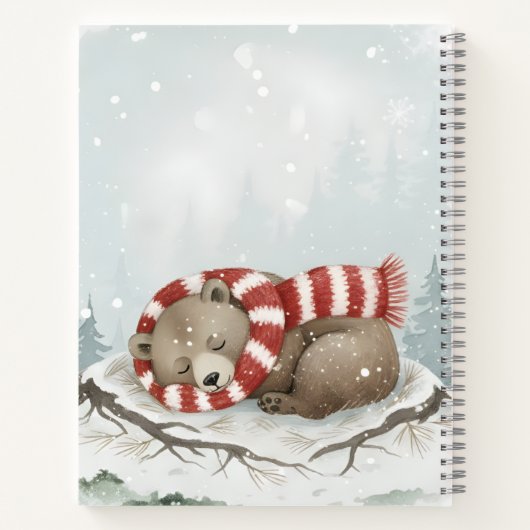 Custom Winter Bear Spiral Notebook Notitieboek (Achterkant)