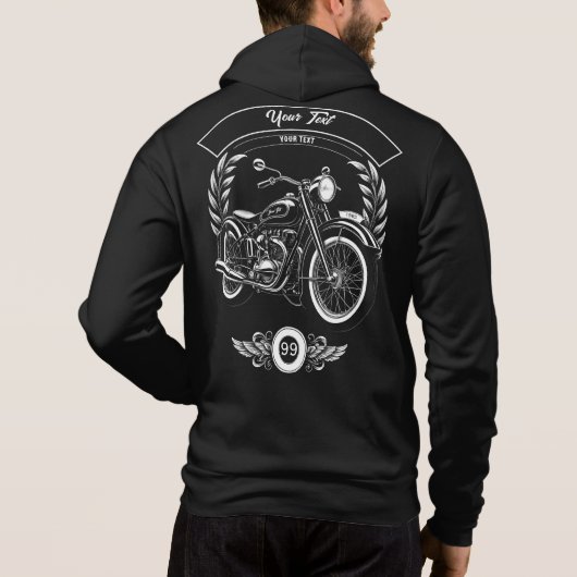 Custom Winter Biker Skull Motorcycle Zip Hoodie (Achterkant)