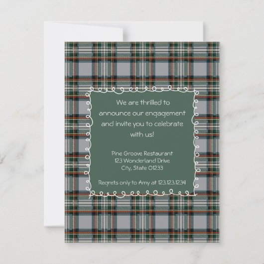 Custom Winter Engagement Photo Card with Tartan Feestdagenkaart (Achterkant)