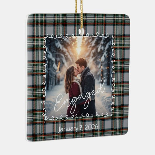 Custom Winter Engagement Photo Card with Tartan Keramisch Ornament (Rechts)