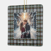 Custom Winter Engagement Photo Card with Tartan  Keramisch Ornament (Links)