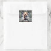 Custom Winter Engagement Photo Tartan Vierkante Sticker (Tas)