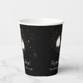 Custom Winter Feestdagen Black White Gold Snow Par Papieren Bekers (Links)