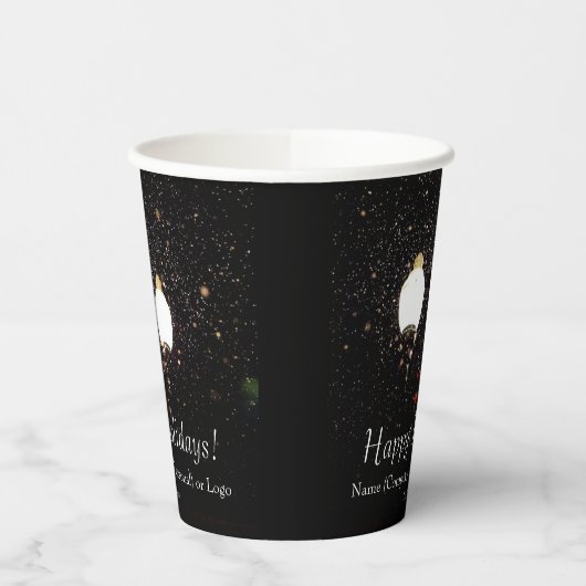 Custom Winter Feestdagen Black White Gold Snow Par Papieren Bekers (Links)