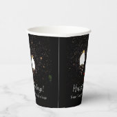 Custom Winter Feestdagen Black White Gold Snow Par Papieren Bekers (Rechts)