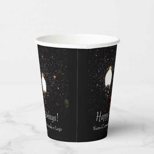 Custom Winter Feestdagen Black White Gold Snow Par Papieren Bekers (Rechts)