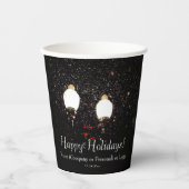 Custom Winter Feestdagen Black White Gold Snow Par Papieren Bekers (Voorkant)