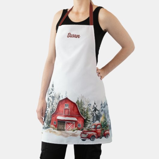 Custom Winter Forest Kerstmis Schort (Insitu)