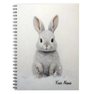 Custom Winter Rabbit Love Schattigee esthetiek Notitieboek