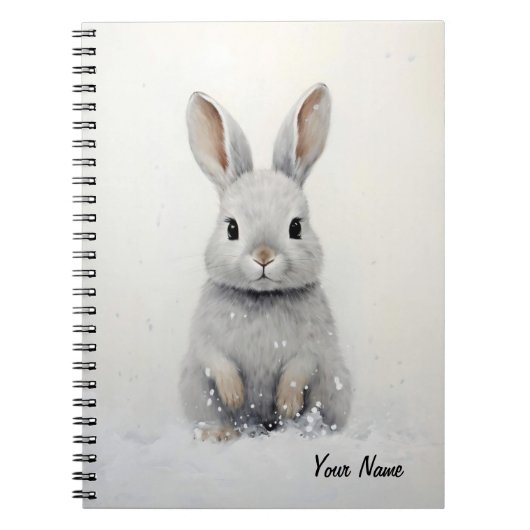 Custom Winter Rabbit Love Schattigee esthetiek Notitieboek (Voorkant)