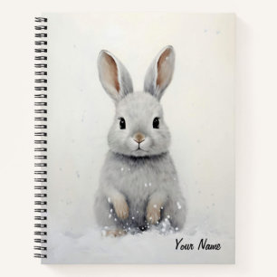 Custom Winter Rabbit Love Schattigee esthetiek Notitieboek