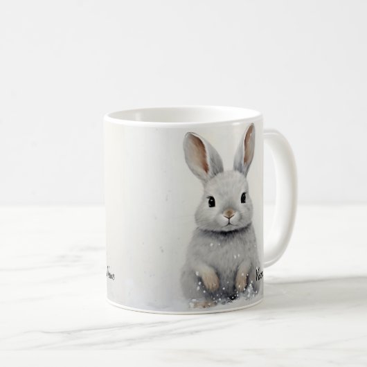 Custom Winter Rabbit Pet Love Schattigee esthetiek Koffiemok (Voorkant rechts)