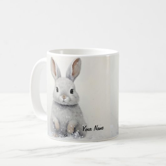 Custom Winter Rabbit Pet Love Schattigee esthetiek Koffiemok (Voorkant links)